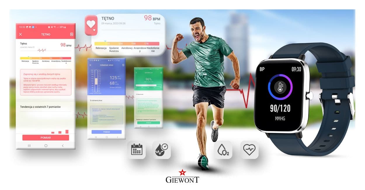 Smartwatch GIEWONT Dynamic SmartCall GW230-4 - Silver/Deep Ocean