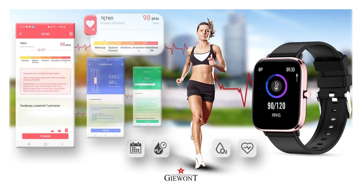 Smartwatch GIEWONT Dynamic SmartCall GW230-3 - Rose Gold/Black Effect