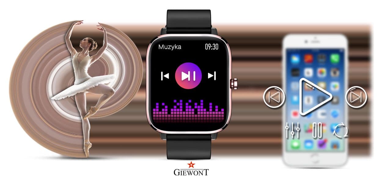 Smartwatch GIEWONT Dynamic SmartCall GW230-3 - Rose Gold/Black Effect
