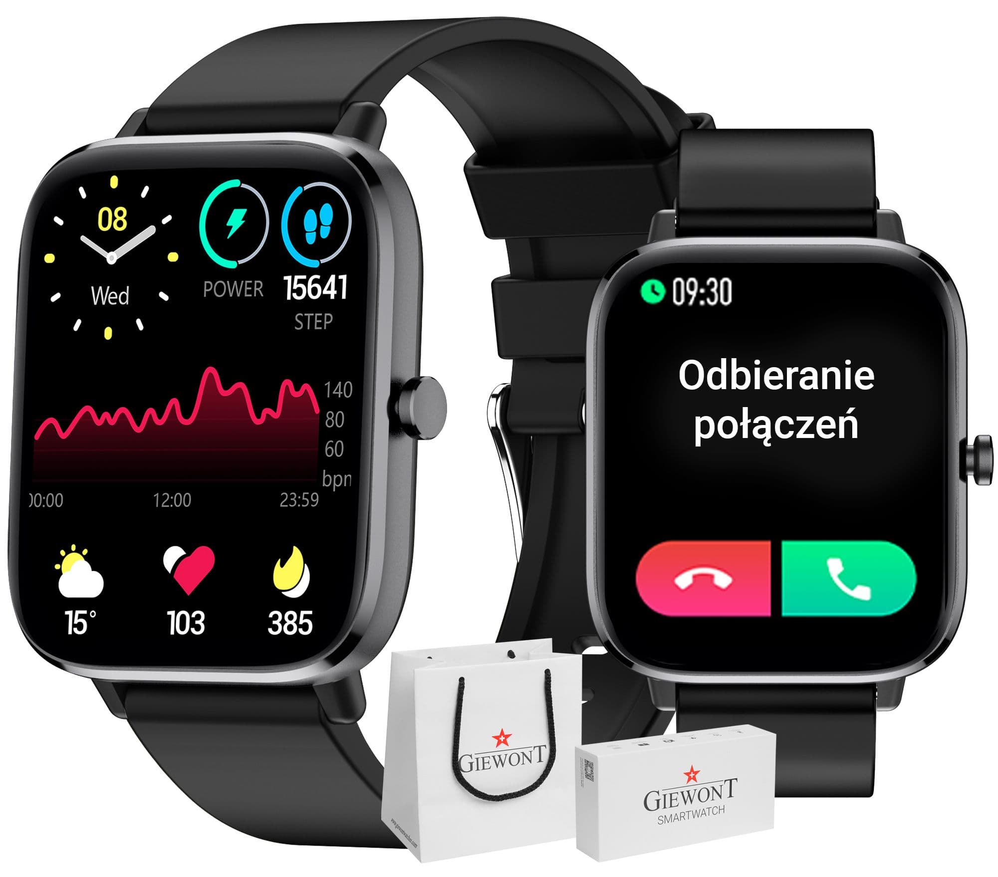 Smartwatch GIEWONT Dynamic SmartCall GW230-2 - Carbon/Carbon