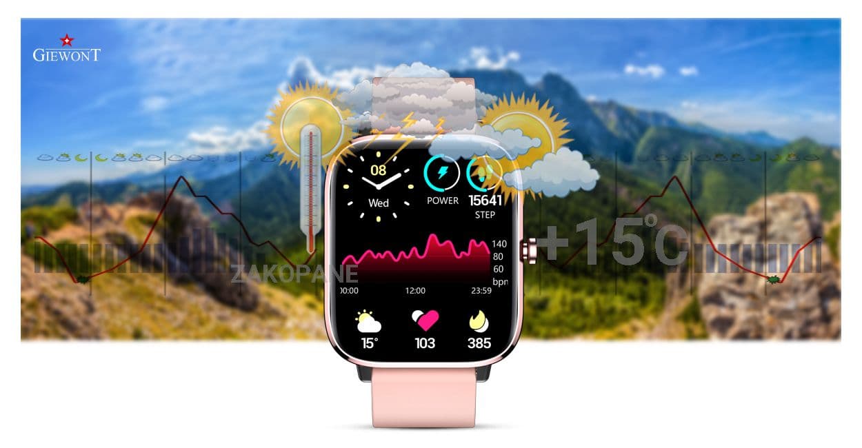 Smartwatch GIEWONT Dynamic SmartCall GW230-1 - Rose Gold/Powder Pink