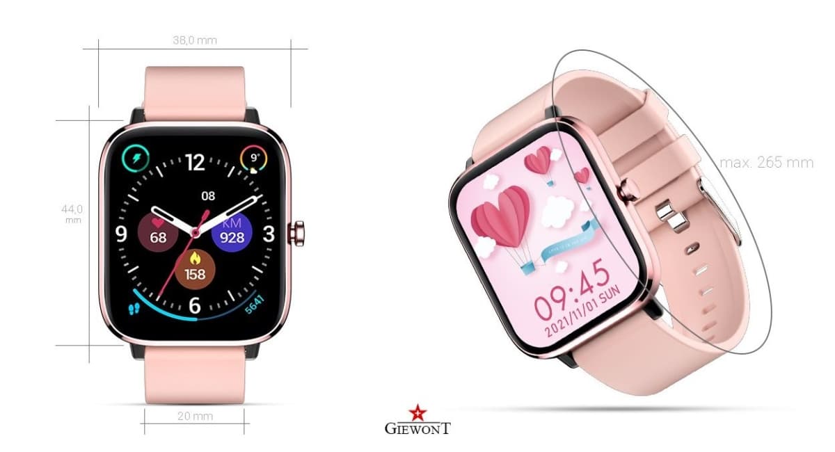 Smartwatch GIEWONT Dynamic SmartCall GW230-1 - Rose Gold/Powder Pink