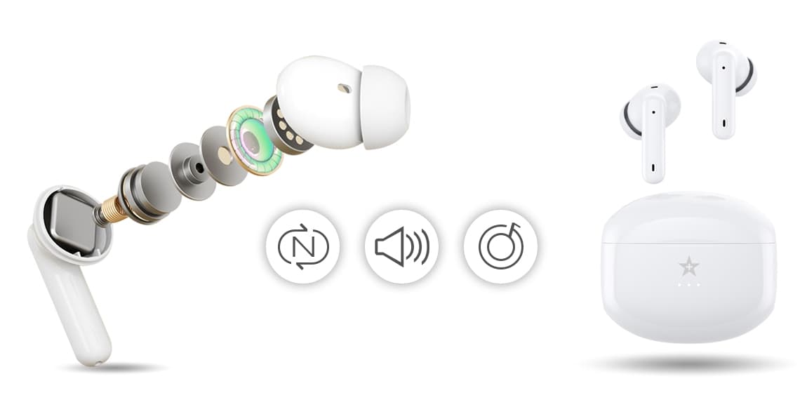 Słuchawki bezprzewodowe GIEWONT RealSound PRO ANC ENC GWS800-2 Białe