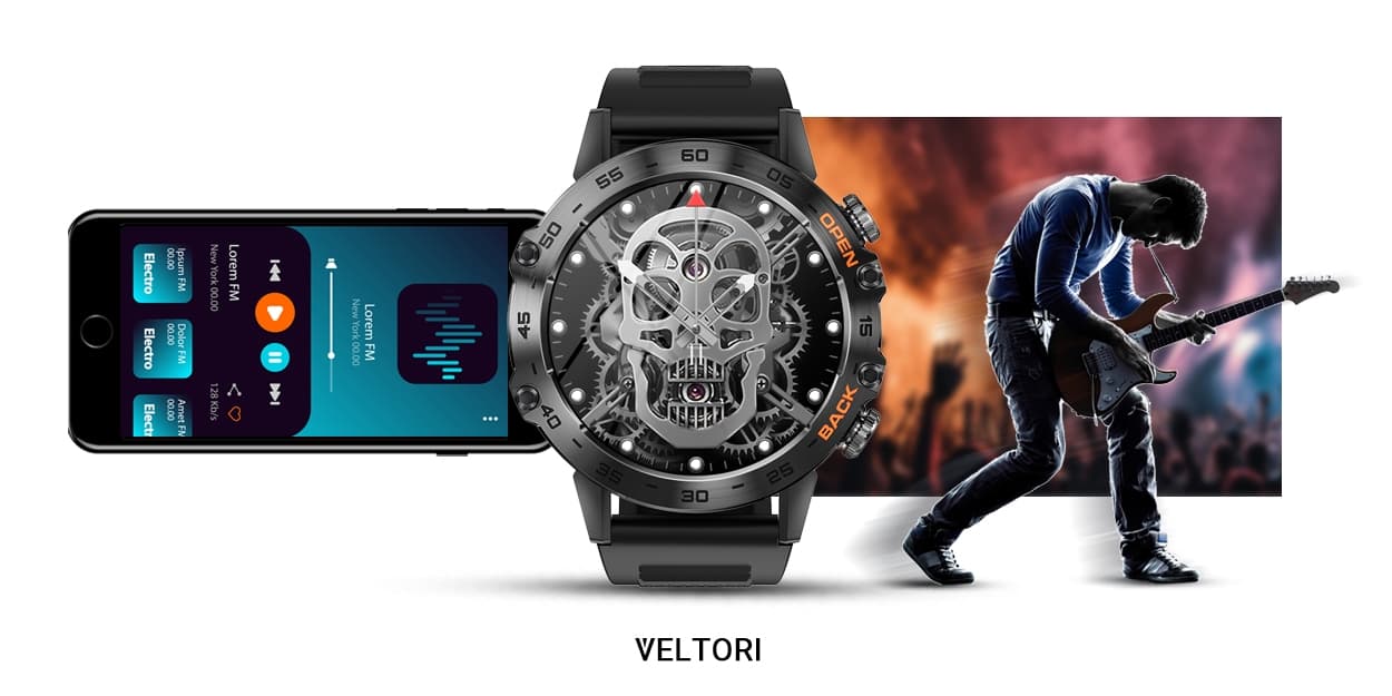 Smartwatch VELTORI VT120-1 Czarny Pasek Silikonowy