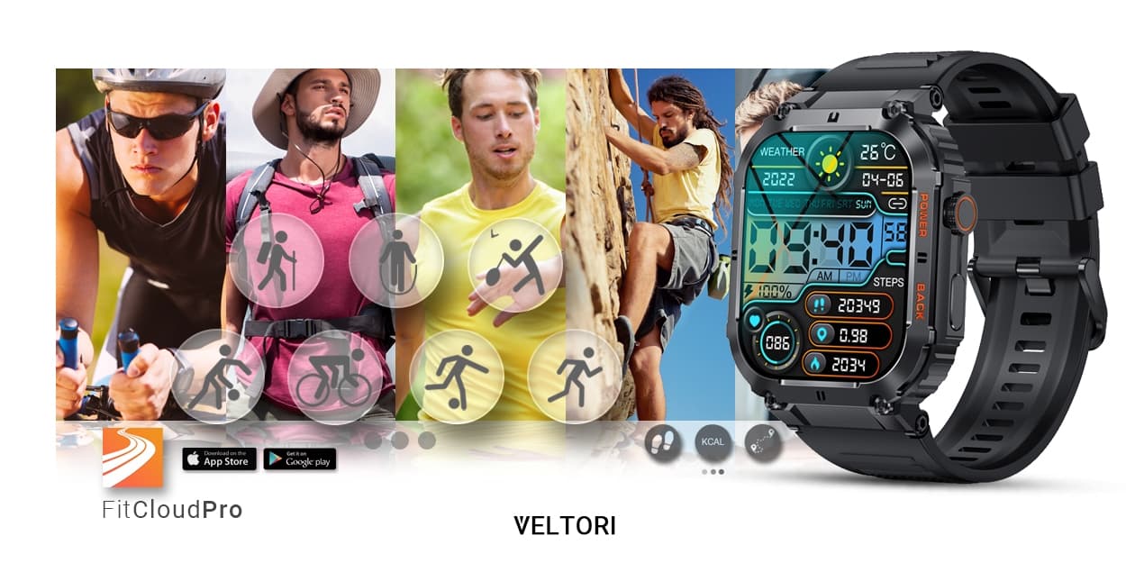 Smartwatch VELTORI VT200-1 Czarny Pasek Silikonowy