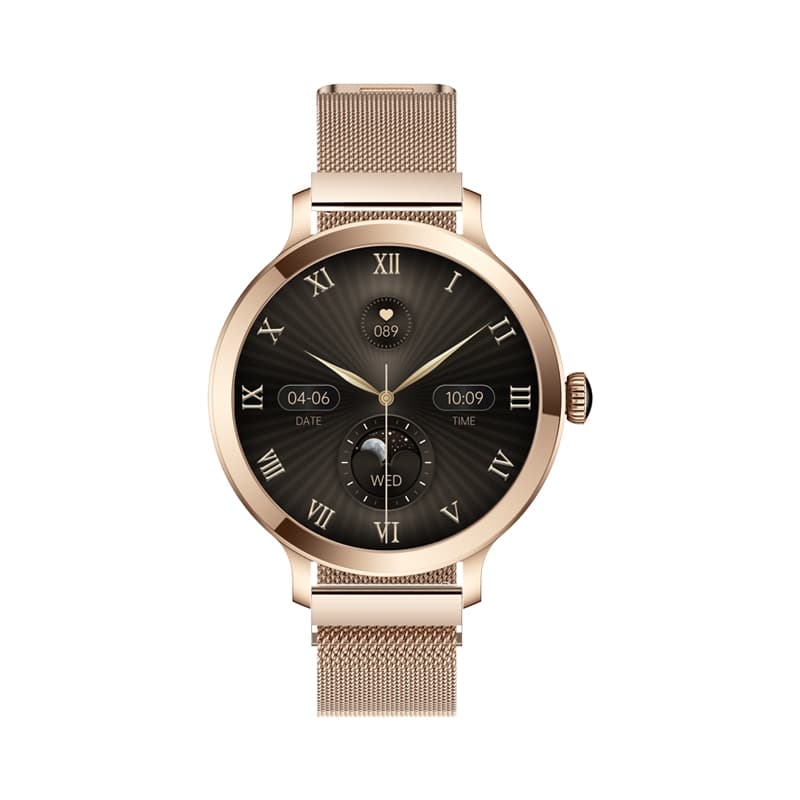 Smartwatch Damski VELTORI VT340-1 Złota Bransoleta + Różowy Pasek Silikonowy