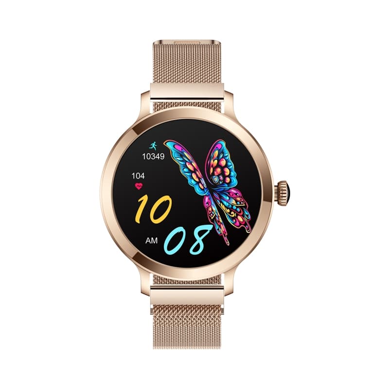 Smartwatch Damski VELTORI VT340-1 Złota Bransoleta + Różowy Pasek Silikonowy