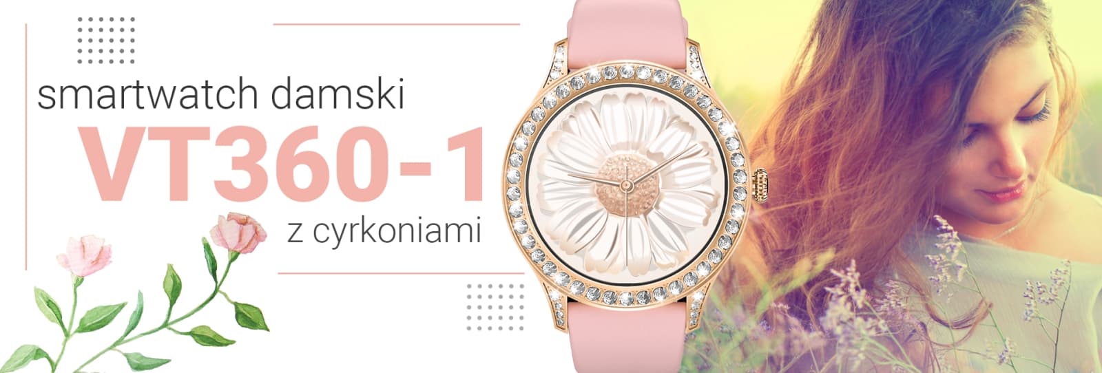 Smartwatch Damski VELTORI VT360-1 Różowy Pasek Silikonowy