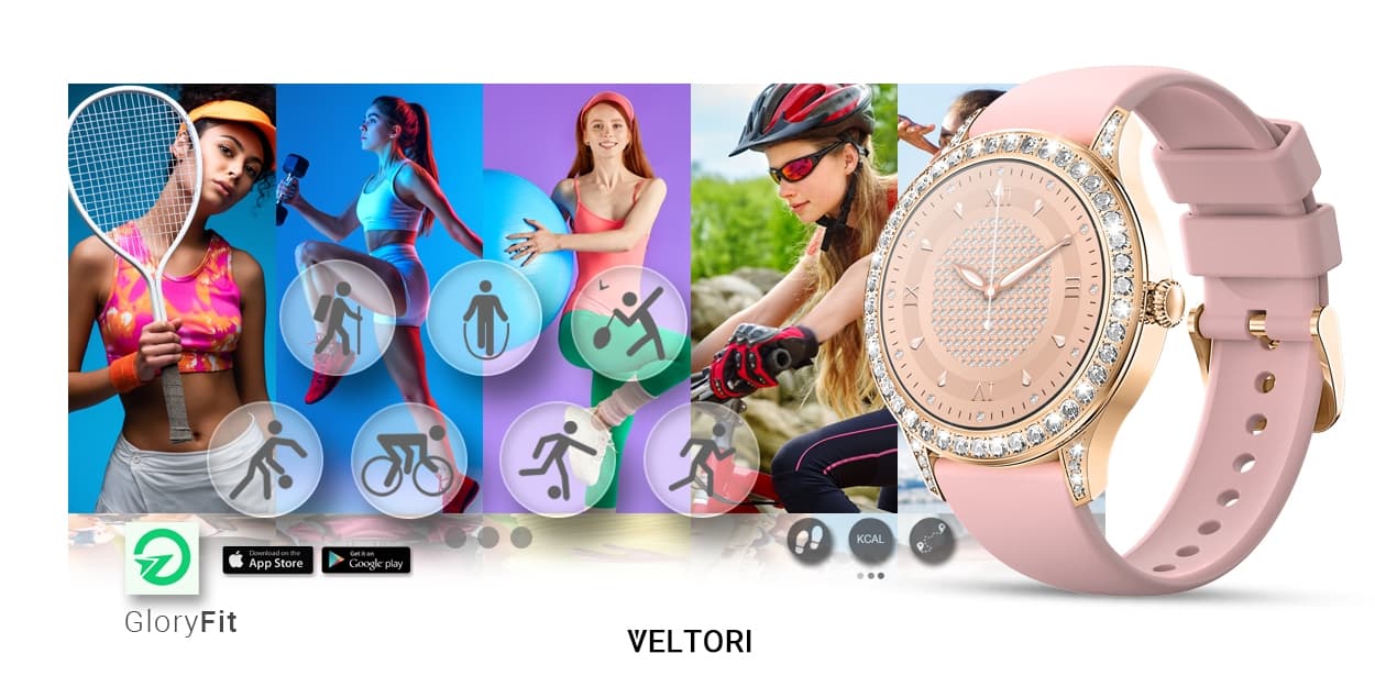 Smartwatch Damski VELTORI VT360-1 Różowy Pasek Silikonowy