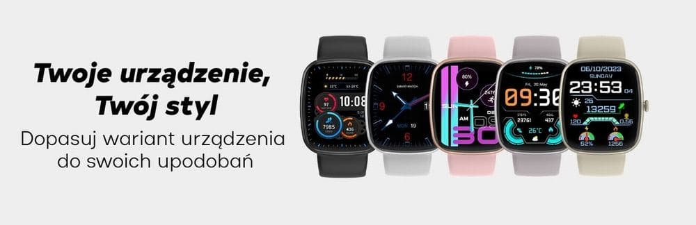 Smartwatch Damski GRAVITY GT18-5 Czarny Pasek Silikonowy + Szary Pasek