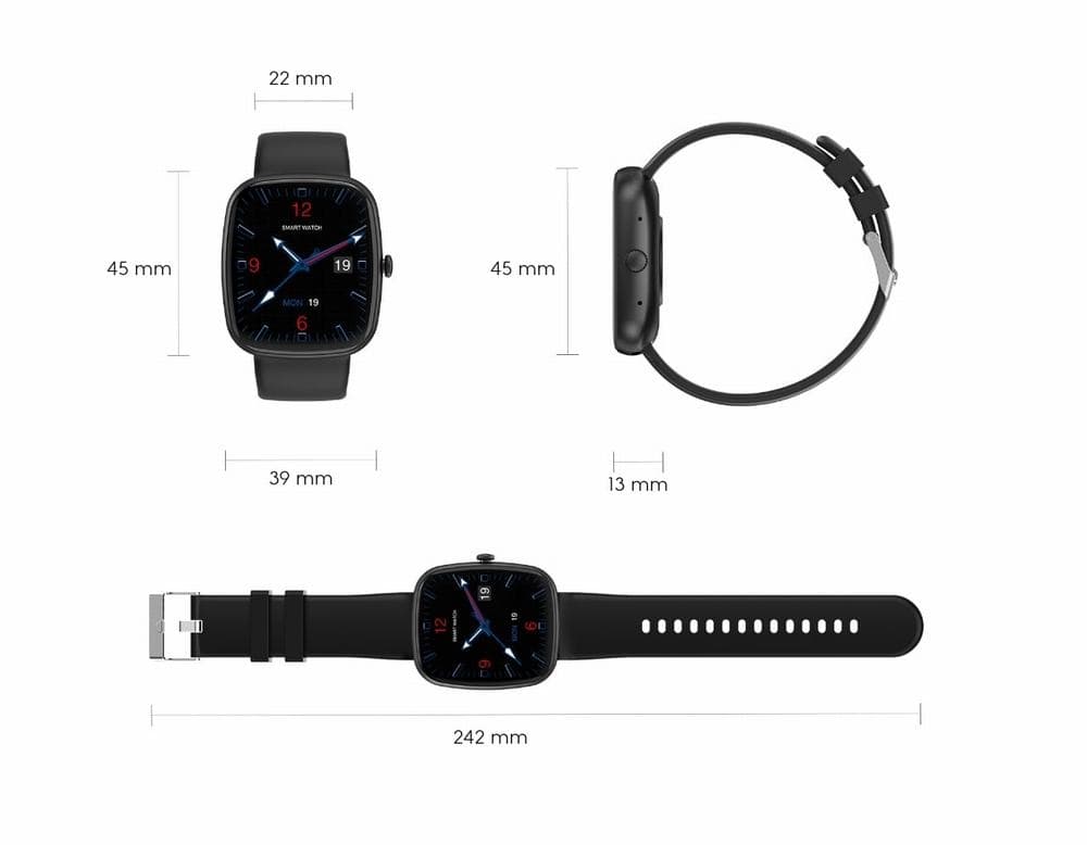 Smartwatch Męski GRAVITY GT18-6 Czarny Pasek Silikonowy + Granatowy Pasek