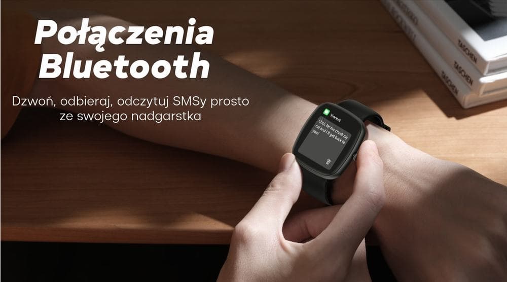 Smartwatch Damski GRAVITY GT18-7 Beżowy Pasek Silikonowy + Czarny Pasek